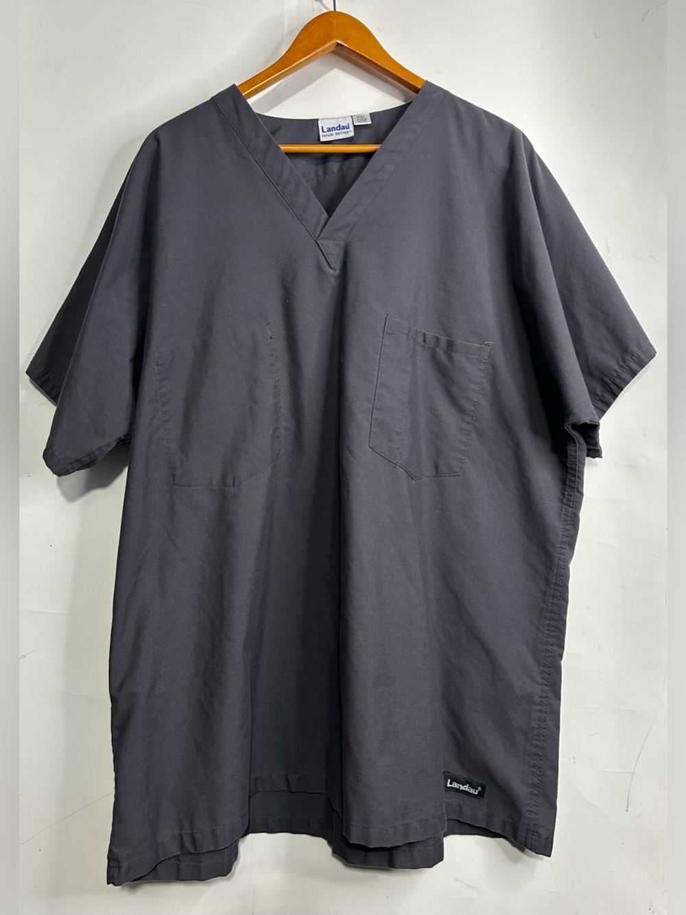 Landau Grey V-Neck Scrub Top XL Tall